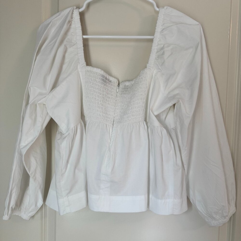J. Crew Square Neck Cotton Poplin Cropped top. White. Size 12. Like New. - Picture 2 of 3